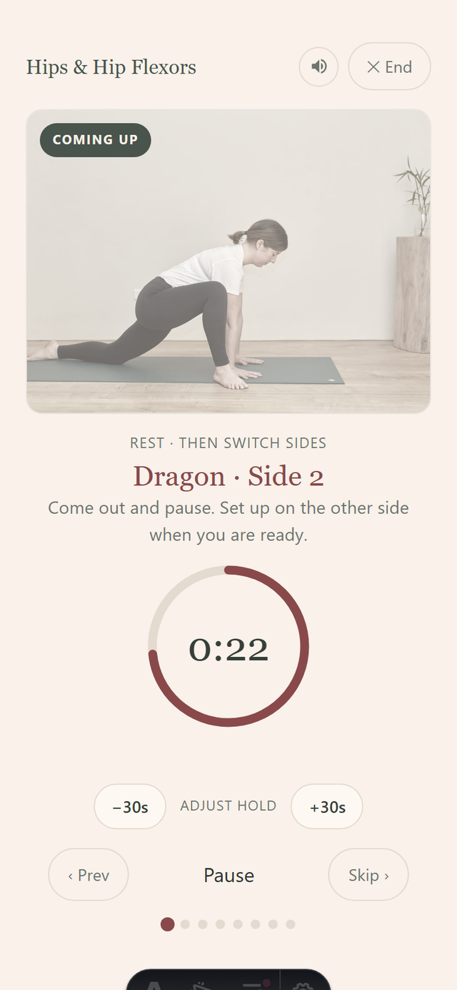 The rest period between poses, previewing the next shape you'll move into